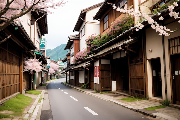 fleur de cerisier dans la rue du japon