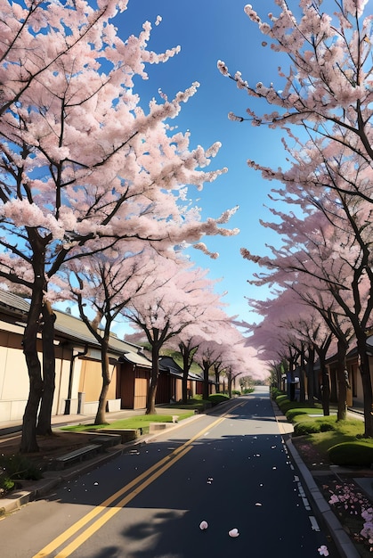 fleur de cerisier dans la rue du japon