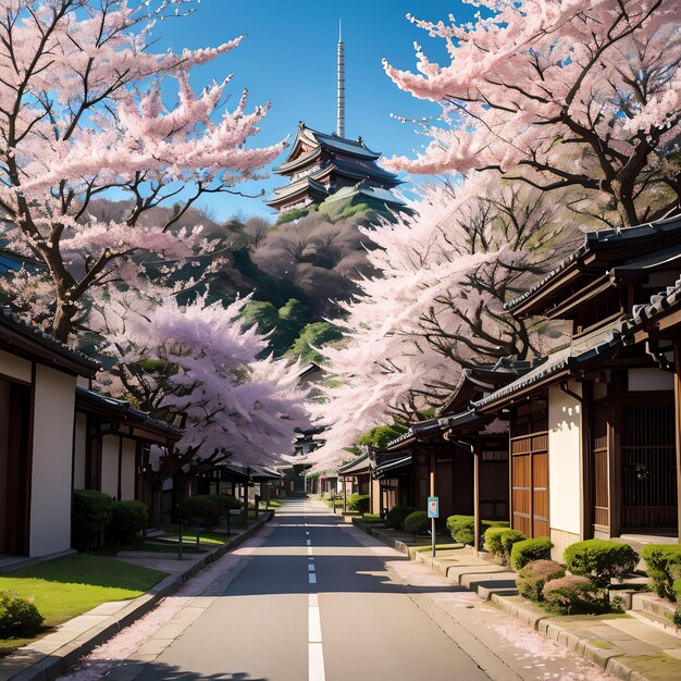 fleur de cerisier dans la rue du japon