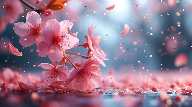 Une fleur de cerisier éparpillée dans le vent AI générer une illustration