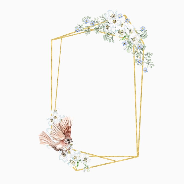 Photo fleur de cerisier et oiseau couronne de mariage floral aquarelle
