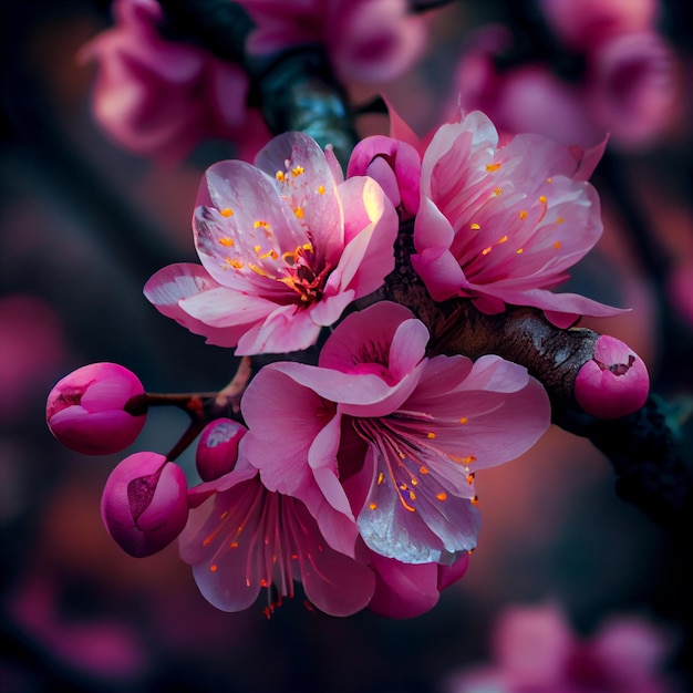 Photo fleur de cerisier sakura fleurs roses pétales illustration florale