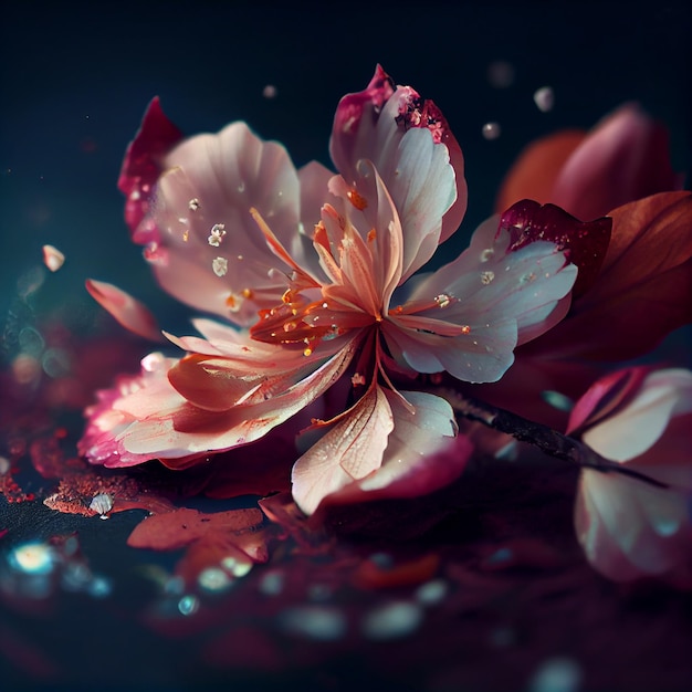 Fleur de cerisier sakura fleurs roses pétales illustration florale
