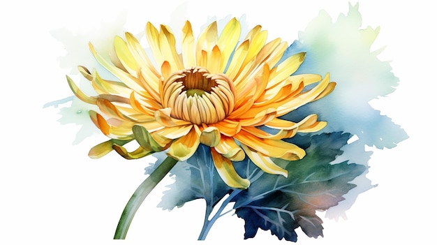 Fleur de chrysanthème aquarelle d'été AI générative