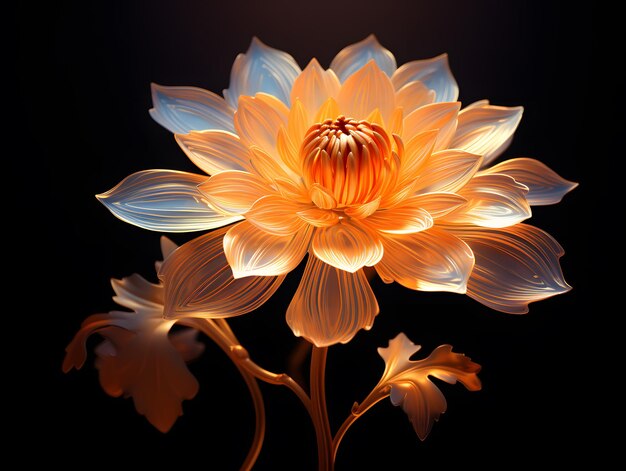 Fleur de chrysanthème orange isolé sur fond noir