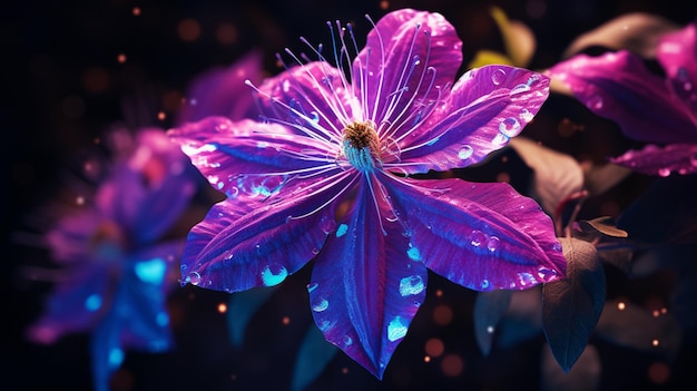 Fleur de clémentine couleur néon réaliste image générée par l'IA