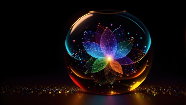 Une fleur colorée dans un bol