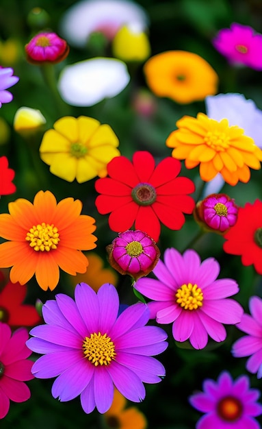 Une fleur colorée dans un pot avec un centre rose.