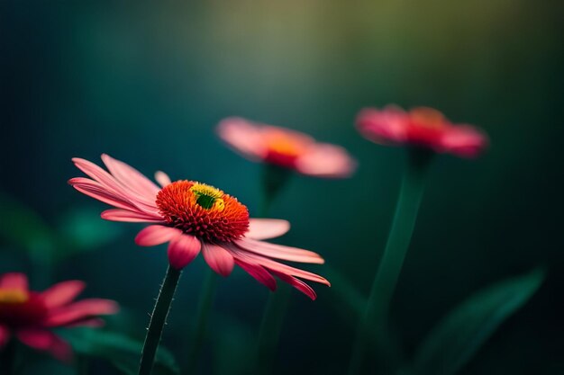 fleur colorée avec une feuille verte sur