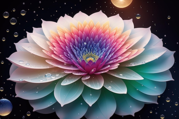Une fleur colorée avec une lumière dessus