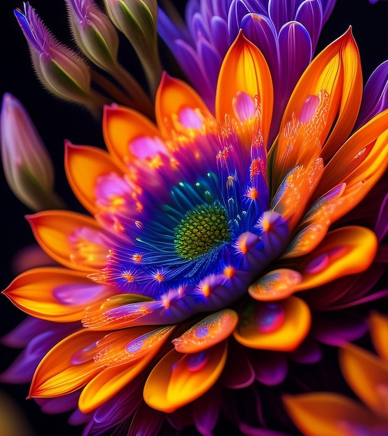 Une fleur colorée avec le mot fleur dessus