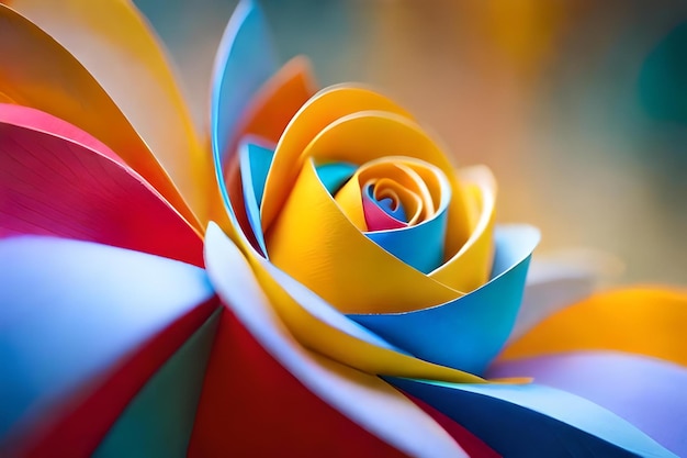Une fleur colorée qui est faite par l'artiste.