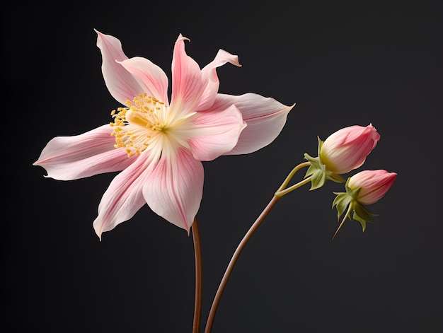 La fleur de Columbine dans le fond du studio, une seule fleur de Colombine, une belle fleur, une image générée.