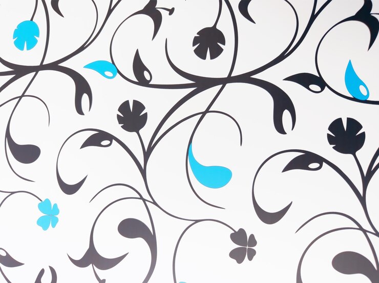 Fleur comme aqua motif noir illustration arrière-plan