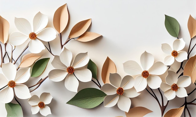 Fleur de cornouiller fleurie en papier craft Generative AI