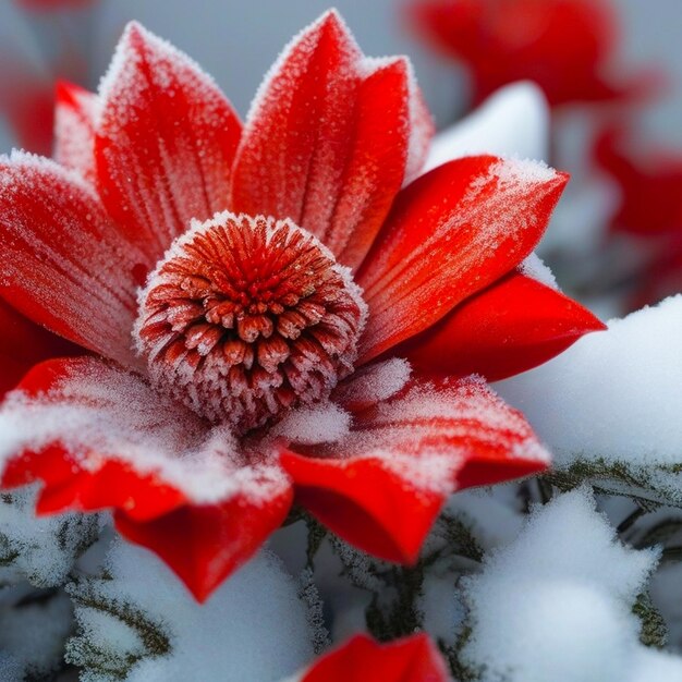 Photo une fleur couverte de neige