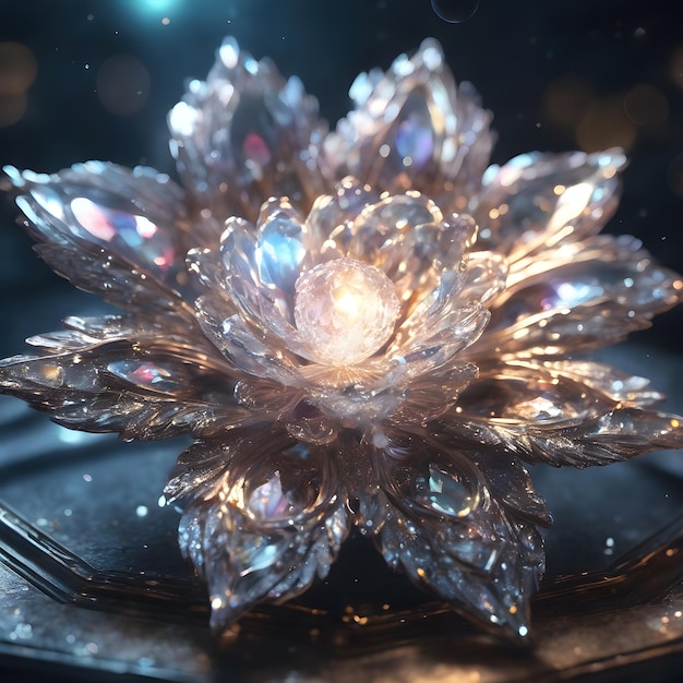 Fleur de cristal fabriquée à partir de cristaux étincelants