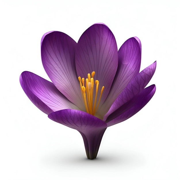 Fleur de crocus pourpre isolée sur fond blanc avec chemin de coupe