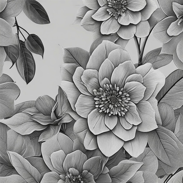 Fleur de croquis noir et blanc