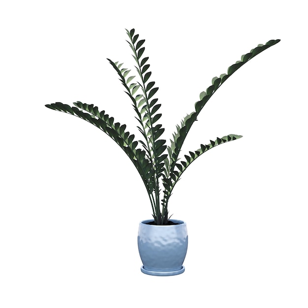 Photo fleur décorative dans un pot isolé sur fond blanc, illustration 3d, rendu cg