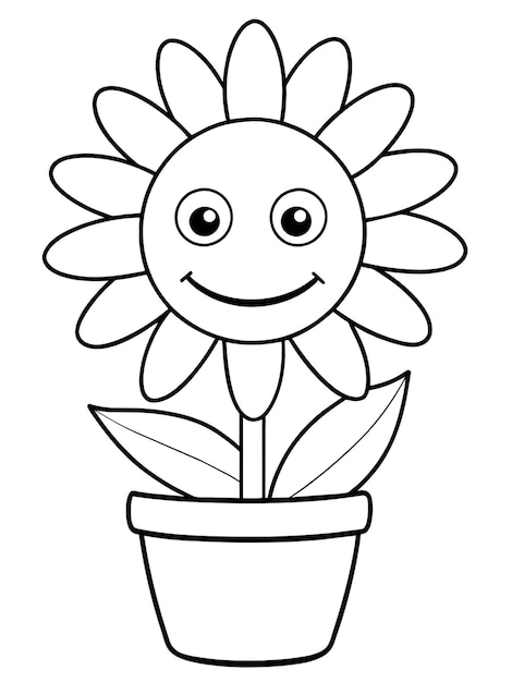 fleur de dessin animé dessin noir et blanc fond blanc coloriage image