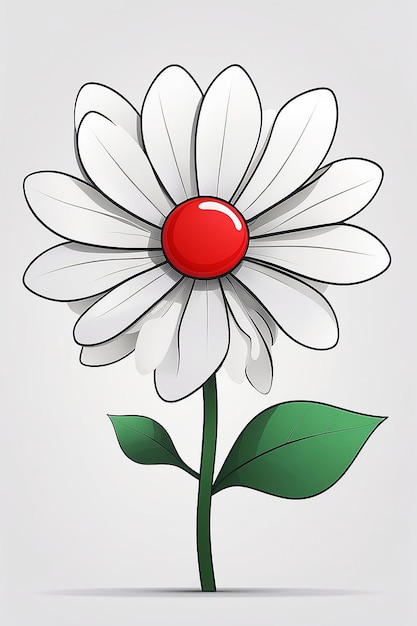 Photo une fleur de dessin animé avec des feuilles et un ai génératif central rouge