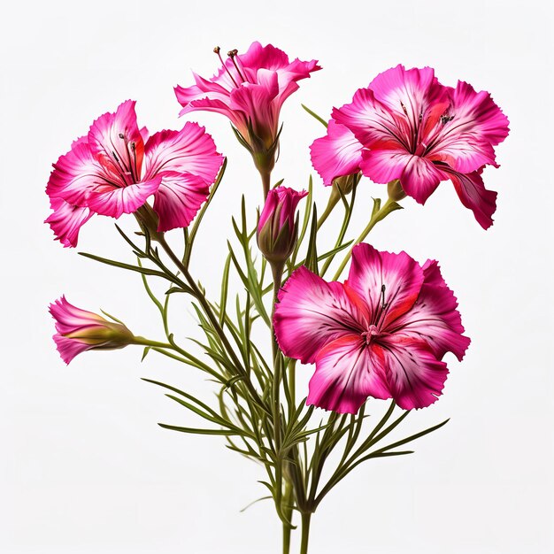 Fleur de Dianthus isolée sur fond blanc