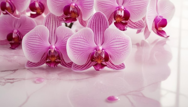 Photo une fleur élégante sur le marbre