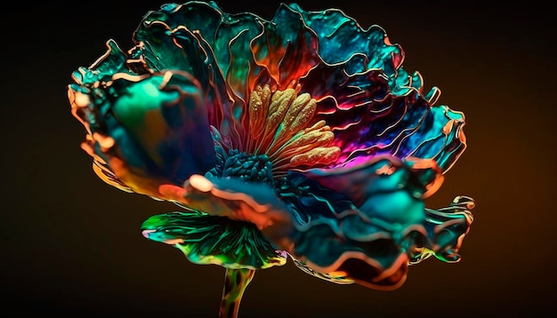 Fleur d'encre fluide abstraite IA générative