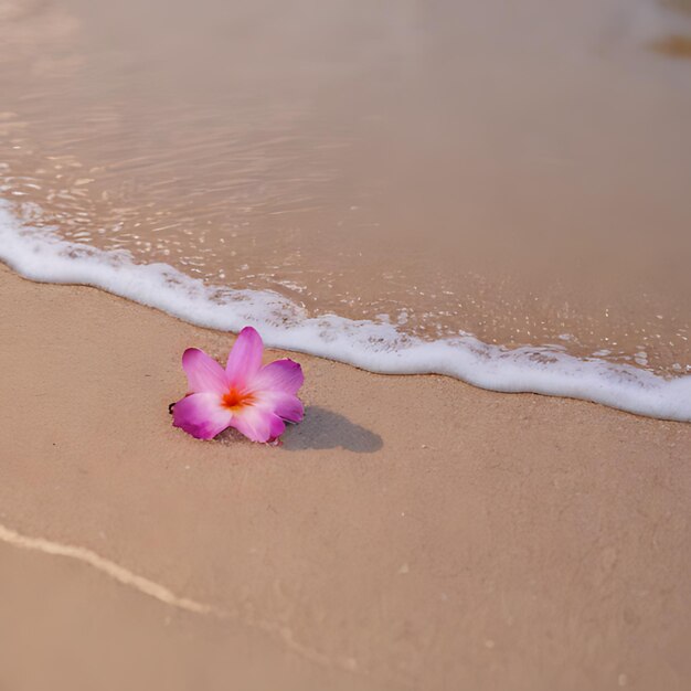 Photo une fleur est sur la plage dans le sable