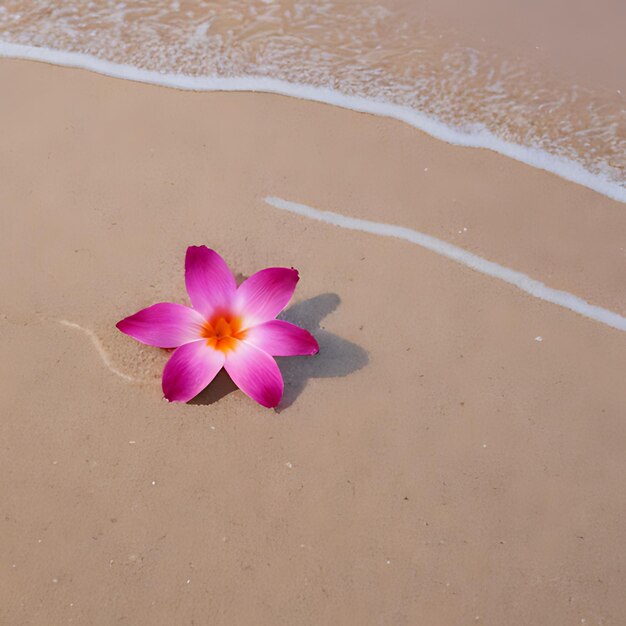 Photo une fleur est sur la plage dans le sable