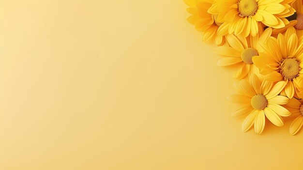 Fleur d'été abstraite sur fond minimaliste jaune avec espace de copie