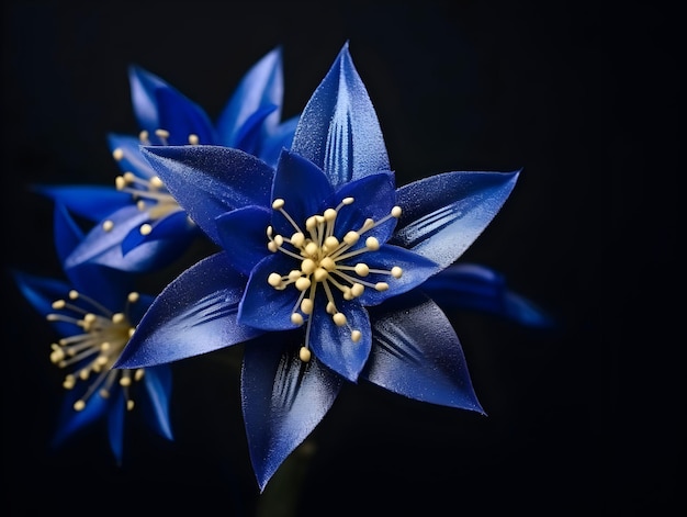 Photo fleur d'étoile bleue en arrière-plan de studio fleur d'étincelle bleue unique belle fleur ai générée image