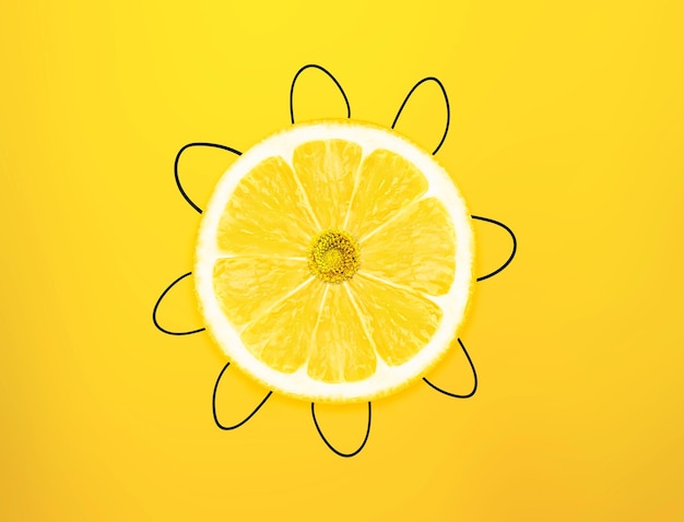 Fleur faite de citron Le concept minimal de plaisir de régime d'été