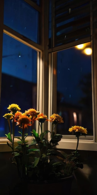 une fleur sur la fenêtre