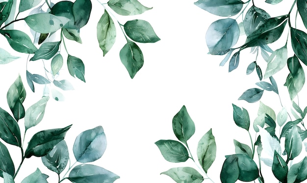 fleur feuillage plat nature aquarelle dessin de couleur plate