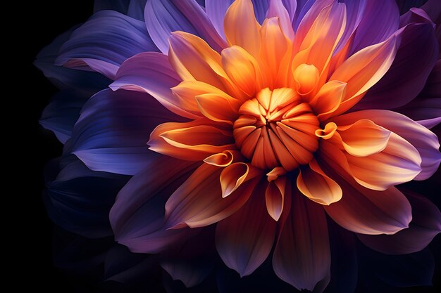 Photo une fleur fictive sur un fond sombre pour une présentation powerpoint créée par l'ia générative