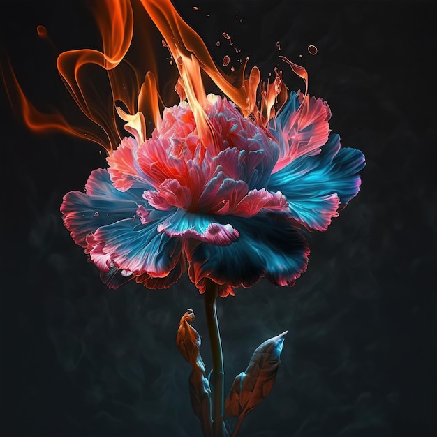 Photo une fleur avec une flamme dessus