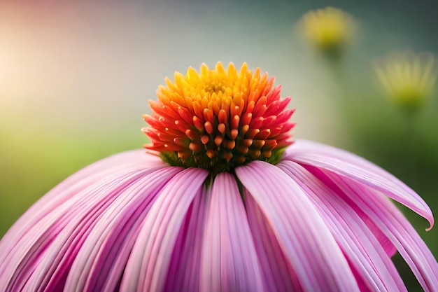 Une fleur avec une fleur jaune dessus