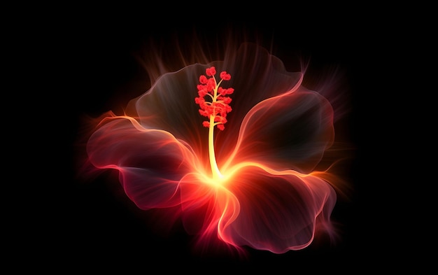 Une fleur avec une fleur rouge dessus
