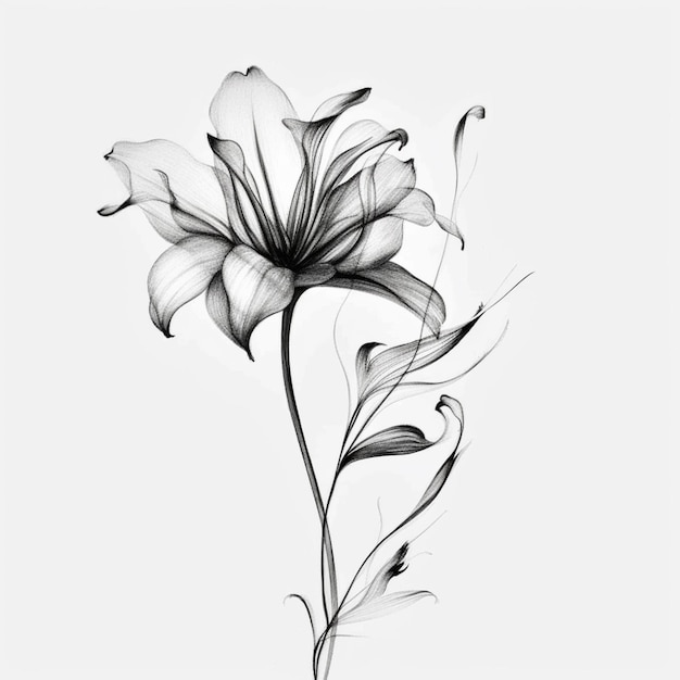 Une fleur avec un fond blanc et des lignes noires.