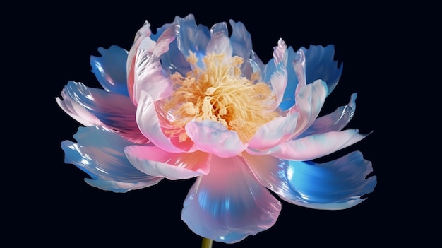 Une fleur avec un fond bleu et rose