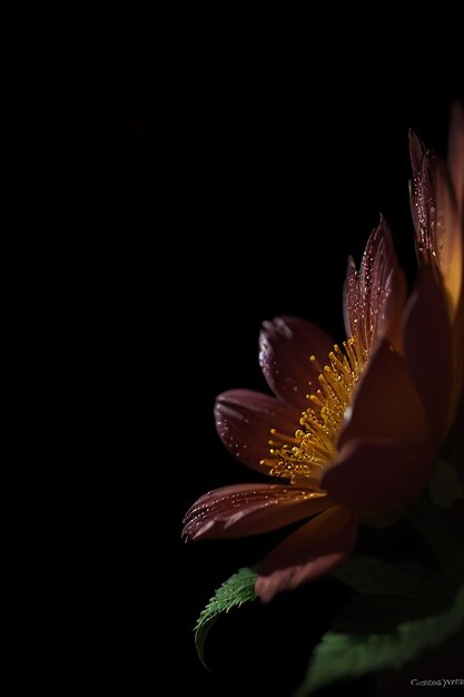 Une fleur avec un fond sombre