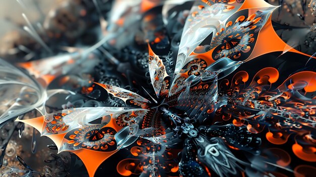 Une fleur fractale incroyablement colorée avec des motifs intricats et des couleurs vives
