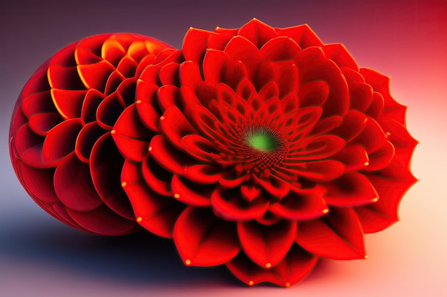 Fleur fractale rouge abstraite Le rendu 3D de l'art fractal numérique