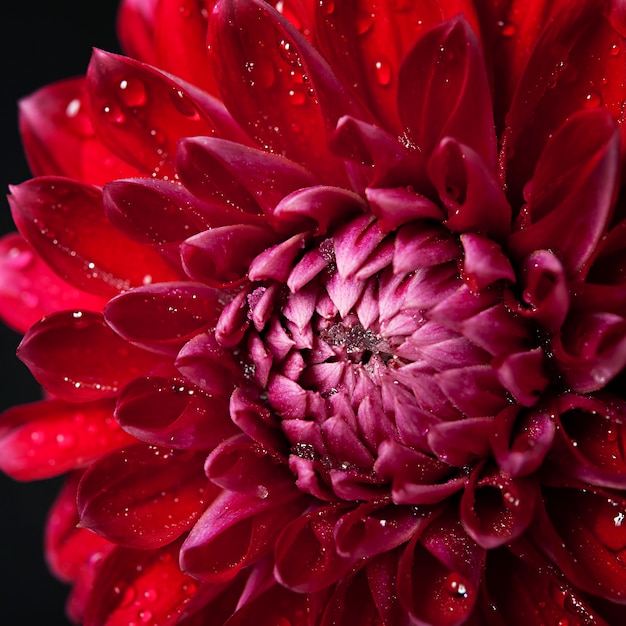 Fleur fraîche de Dahlia Fermain rouge, gros plan