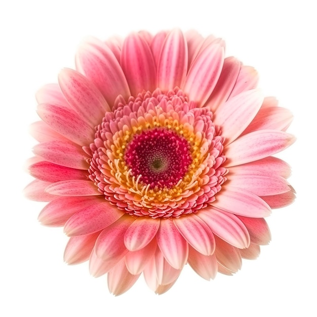 Fleur de gerbera rose isolé sur fond blanc générer ai