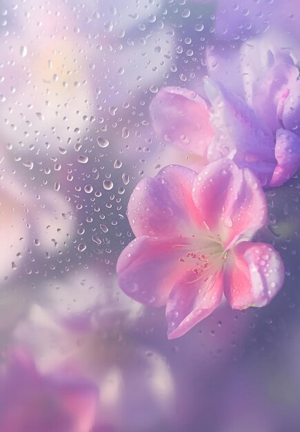 Une fleur avec des gouttes de pluie dessus