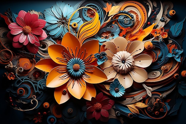 fleur graffiti art fond floral réaliste