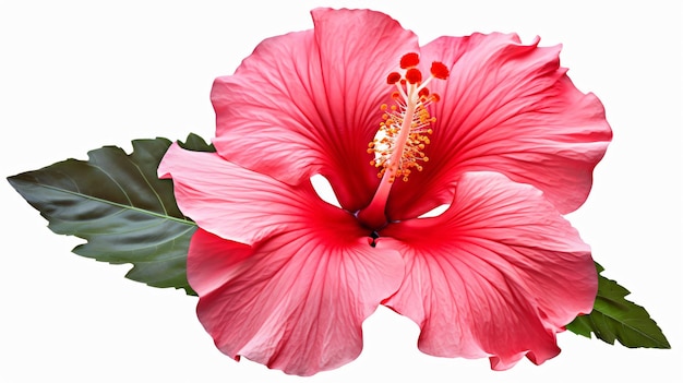 Fleur d'hibiscus avec feuille